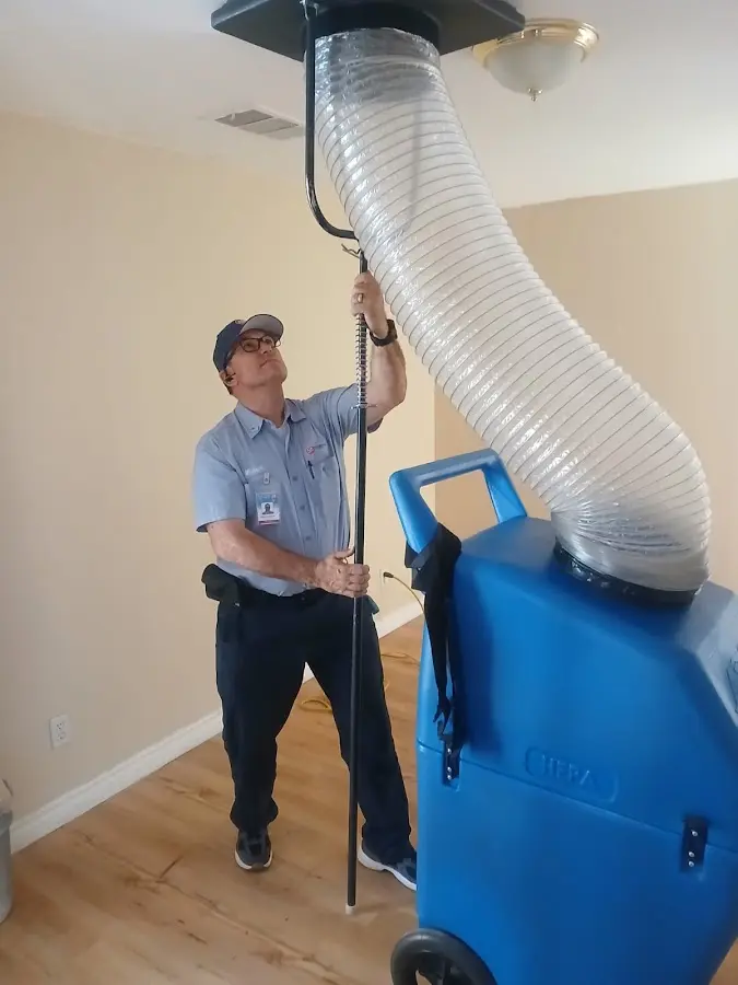 Mini Split Installation technician using HEPA equipment in Columbia Heights
